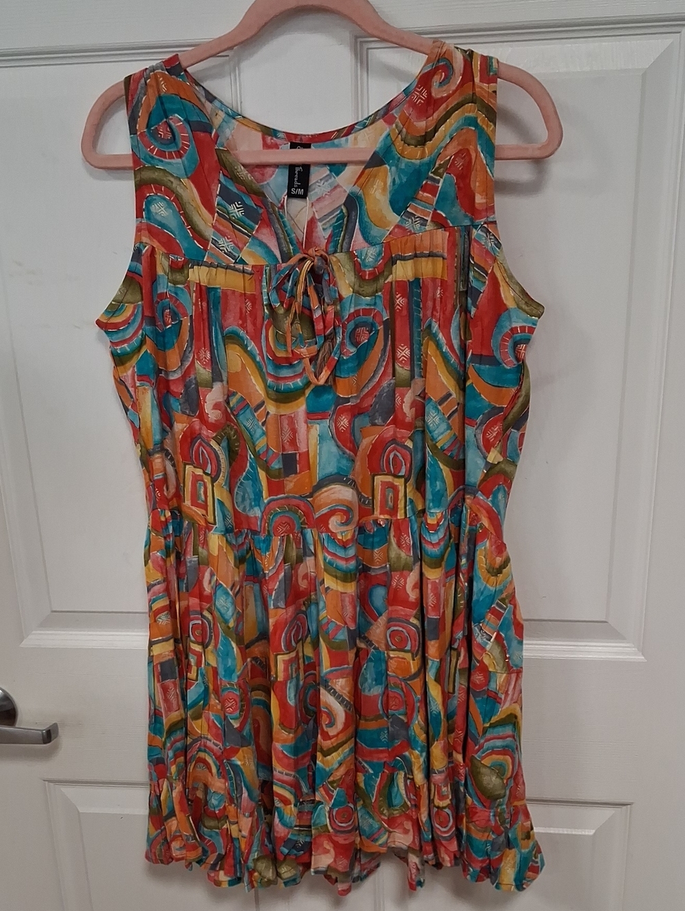 Colorful Abstract Print Sleeveless Dress